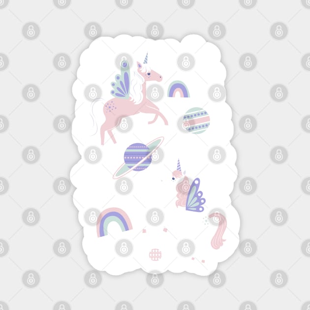 Space Unicorn - Candy Pastels Sticker by latheandquill